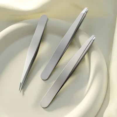 Ultra -slim Slanted Tweezers Professional Stainless Steel Eyebrow Facial Hair Removal Tweezers with Ultra Precision