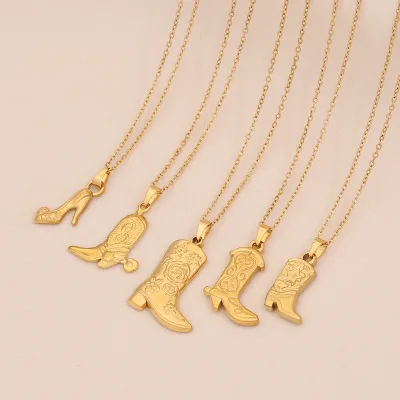 Personalized Boots Pendant Necklace Stainless Steel Clavicle Chain European Style for Men's Cross-Border Fashion