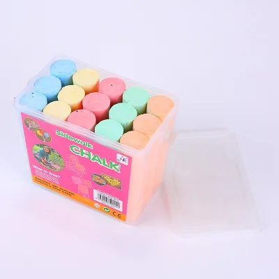 15Pcs Thick Square Chalk in Bucket, Safe Dust-Free Kids Marking Chalk, Used for Outdoor Crosswalk Ground Drawing