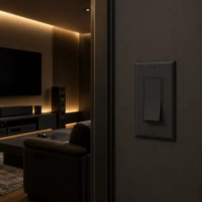 Rocker Light Switch Back Wire Side Wire Reliable Everyday Use 120V AC Safety Certified Concealed Fastener Plate