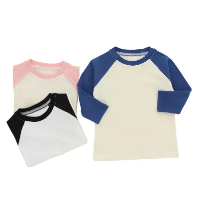 Direct Factory Wholesale Baby Boy Girls Clothes Cotton Custom Logo Kids Blank T-shirts Long Sleeve Breathable T-shirt for Kids
