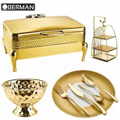 Hotels and Catering Services Hydraulic Chafing Dish Gold Buffet Shafing Dish for Sale Dubai