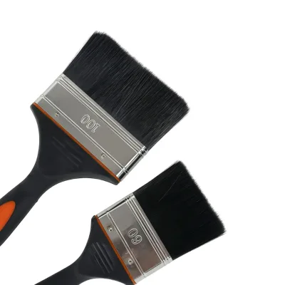 Black Orange Two-Color Rubber Handle Paint Brush Black Hair Multiple Sizes Source Factory Paint Brush Support Customization