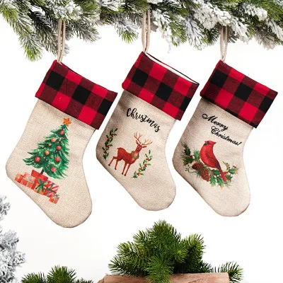Christmas Stocking Gift Bag Christmas Decorations Burlap Non-Woven Fabric Pendant Christmas Gifts China Wholesale