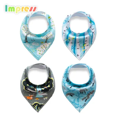 Baby Drool Bibs Cartoon Printing Baby Soft Bib Customized Logo OEM Service 100% Cotton Water Resistant
