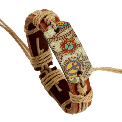 Retro Style Leather Boho Bracelets Fall Prevention Wear-resisting Hemp Rope Woven Fabric Waterproof Durable Fashion Accessories