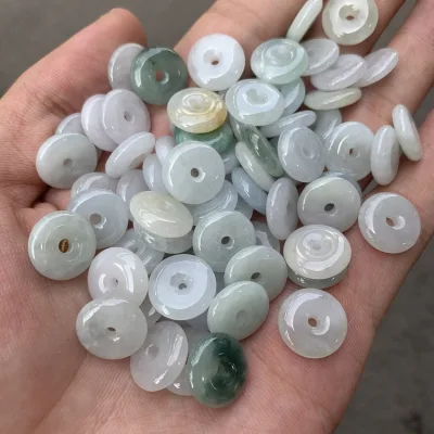 Burmese Jade Safe Buckle Wholesale Old Pit Ice Glutinous Species 13mm Parts Diy Bracelet Pendant Accessories