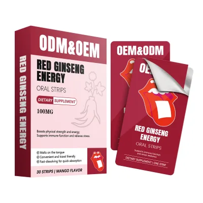 Custom Red Ginseng Energy Oral Strips OEM ODM Fast-Melt Supplement Strip Private Label Instant Energy Boost Film