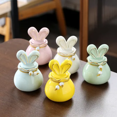 Wholesale Pet Ash Ceramic Urn Shape Urns Colorful Ceramic Decorative Rabbit Shape Memorial Funeral Urn for Pet
