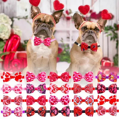 2025 New Arrival Adjustable Valentine's Day Dog Collar Pet Dogs and Cats Bow Ties