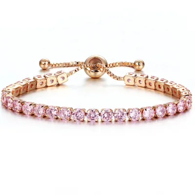 Fashion Cubic Zirconia Multi Color Rose Gold Crystal Tennis Bracelet for Women