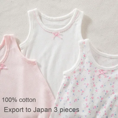 Pure Cotton Sleeveless T-Shirt Camisole for Girls Spring Summer Breathable Mesh Base Layer Baby Toddler Vest for Kids