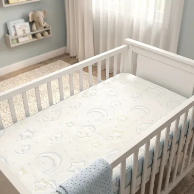 100% Polyester Baby Safe Skin-friendly Knitted Jacquard Mattress Ticking Fabric Non-Irritating Textile for Infant Mattress Cover