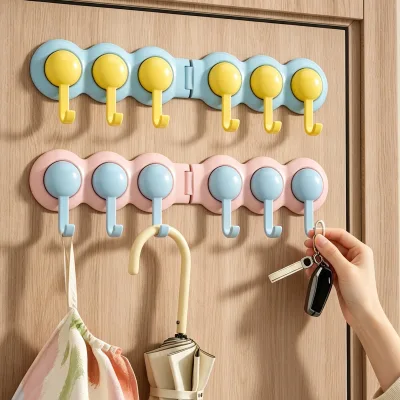 Color Blocking Row Hooks Bathroom Entrance Door Hooks No Punching Adhesive Hooks Door Back Hangers Storage Artifact