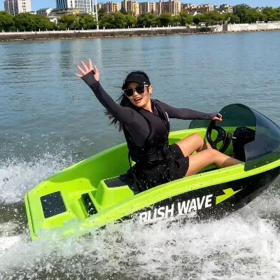 Rush Wave Custom Two Seat Battery-Powered Mini Electric Jet Go Karting Boat ASA Material with 50km/h Top Speed Boat in the Ocean