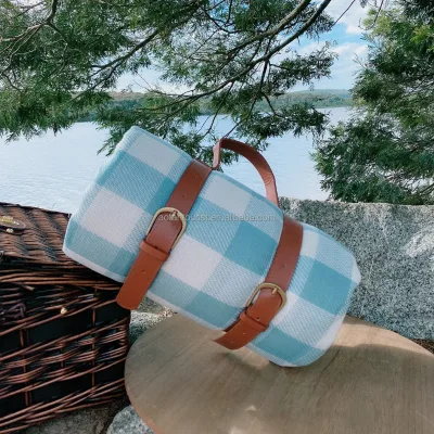Multi-purpose Cotton Liner Custom Light Color Blue Picnic Mat Blanket Grass Pad for Outdoor