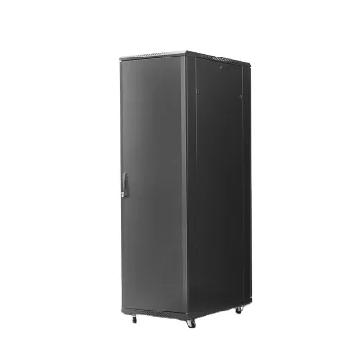 27U Rack Cabinet Standing 19' Network Cabinet Rack with Built-in Fans, Secure Locking Doors, Enclosure on Wheels/Casters