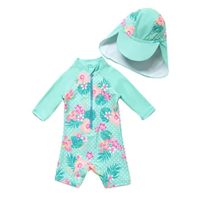 Baby & Toddler Swimsuit Girls Short Sleeve Bathing Suit with UPF 50+ Sun Protection
