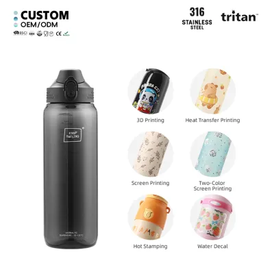 Customized Eco-friendly Materials Tritan 600/800/1000/1500/2000 Ml Sports Water Bottle for Fitness