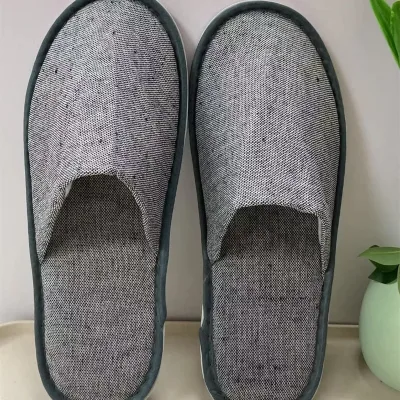Disposable gray Linen Non slip slippers for Hotel Rooms Home slippers