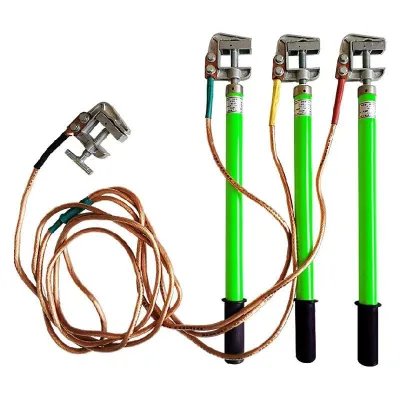 25kV Temporary Grounding Cable 3*2+10m Copper Green Electric Power Construction Grounding Device with Grounding Rod Customizable