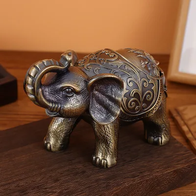 New Metal Living Room Office Nose-Up Elephant Ashtray High-End Creative Personalized Gift Windproof Ashtray Anti-Drop