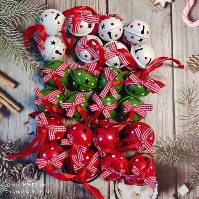 New Christmas Bell Pendant Painted Red Greed White Christmas Tree Bell Pendant