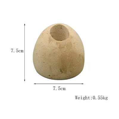 Natural Stone Centerpiece Vases Home Decoration Beige Travertine Marble Decorative Stone Vase for Living Room