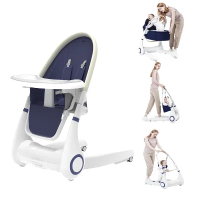 Purorigin 4 in 1 Foldable Baby Feeding Chair Rocker Bouncer High Chair Metal Frame for 6 To 36 Months Infant Toddler