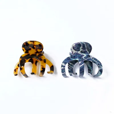 Women Fashion Small Size Acetic Acid Hair Claw Tortoise Shell Octopus Hair Claw