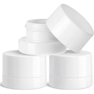 Sustainable White Round Glass Concentrate Jar with Secure ABS Lid for Mini Essential Oil Salve 5ml 7ml 9ml