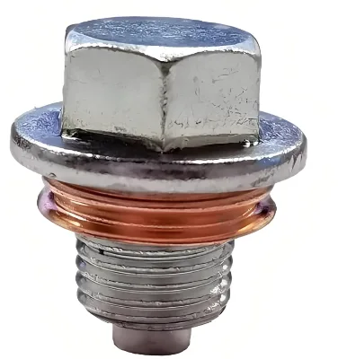 M18 X1.5 Carbon Steel Zinc Plated Magnetic Oil Drain Plug with Copper Crush Washer