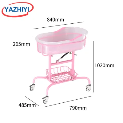 YAZHIYI ABS Mobile Hospital Baby Bassinet Adjustable Height Wheeled Newborn Infant Bed Maternity Ward Nursing Care Use