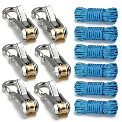 Outdoor Tent Cable Accessories Rolling Lock Buckle Contains 6pcs Buckle and 6pcs Telescopic Rope RV Camping Fixed Hook