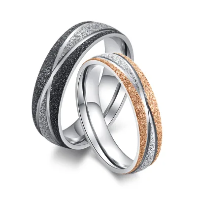 Stainless Steel Twill Frosted Couple Rings New Lover Rings Frosted Couple Ring Titanium Steel Fashion Jewelry