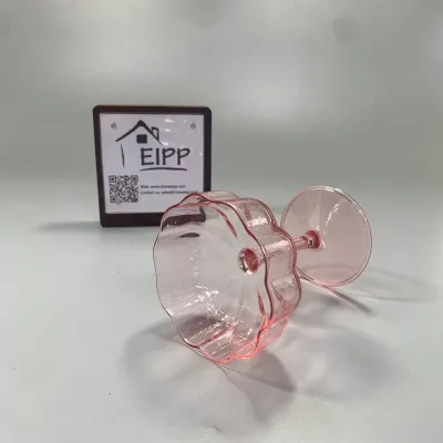 EIPP 200ml Pink Wavy Texture Flower Glass Wine Tumbler Coupe Glasses for Wedding Return Gift