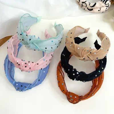 Summer New Korea Small Fresh Wide Edge Mesh Hairband Women's Knot High Headband Hair Accessories