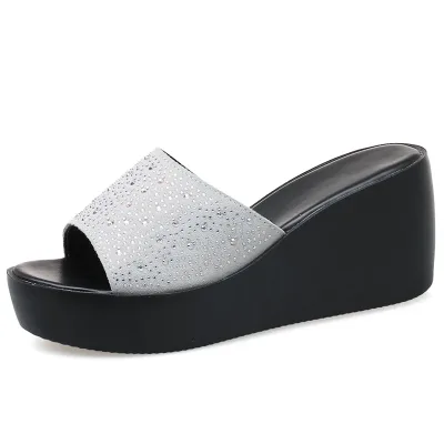 BIYATE Wholesale New Diamond Bordered Slippers Ladies Fashion Casual Slippers Pu Outdoor Oem Rubber Customizable Synthetic