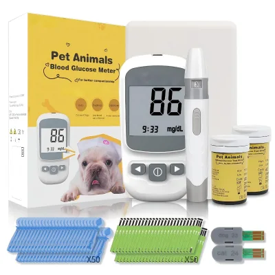 Pet Blood Sugar Machine Glucose Monitoring Device With 50 Pcs Strips Blood Lancet for Dog Cat