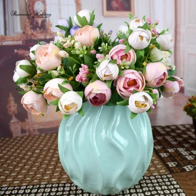 Flower Bouquet for Bride China Rose High Quality 10 Head Flowers Rose Artificial Flowers Decoration Wedding