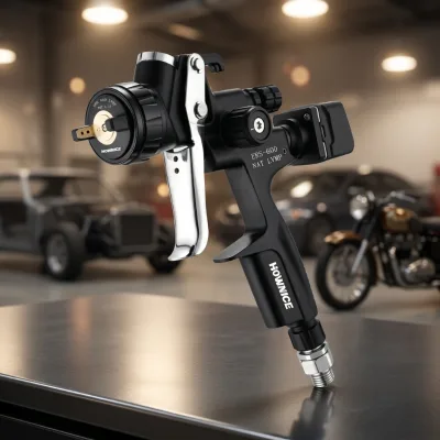 HOWNICE ERS-600 High-Performance LVMP Pneumatic Spray Gun 600ml Gravity Feed Automotive Manufacturing Maintenance Digital 1.3mm