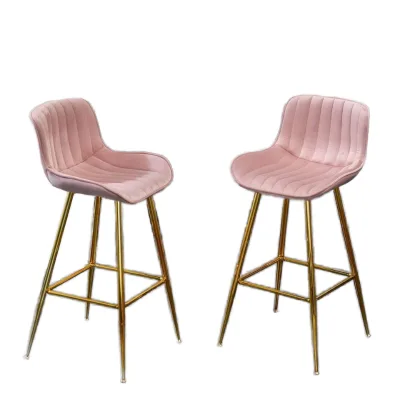30'' Modern Pink Velvet Gold Bar Stools Island Chair Set of 2 with Gold Legs for Kitchen Island Home Bar Pub Cafe Club