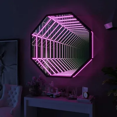 LED Infinity Mirror Light RGB App-Enabled Glass 3d Infinity Mirror Art Light 3d Mirror for Party Decorations Party Novelties