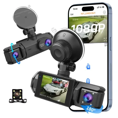 2025 Popular 3 Channel Night Vision G-Sensor 1080P Front and 480P Rear Dash Camera for Cars