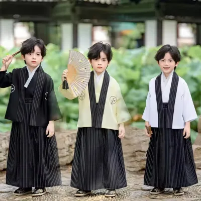 Kids Japanese Traditional Costume Kimono Children's Samurai Clothes Boys Cardigan Kimono Sets Child Stage Performance Clothing