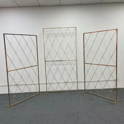 Electroplated Iron Wedding Backdrop Stand Diamond Lattice Metal Screen Frame for Party Event Decoration Flower Wall Display