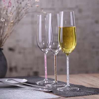 Wholesale champagne Glasses Diamond European Style Goblets Manufacturers High Borosilicate Glass White Wine Glasses