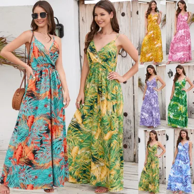 New Summer Women's Fashion V-neck Long Sleeved Ruffle Edge Dress Solid Color Casual Loose Elegant Style Polyester