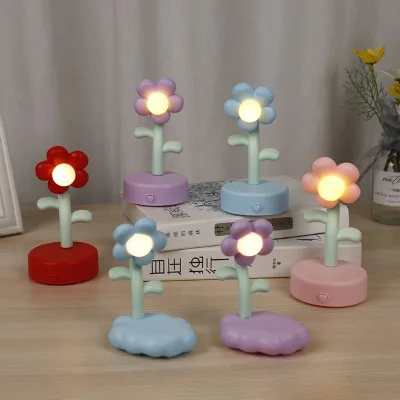 LED Plastic Flower Cloud Ferris Wheel Cute Warm White Night Light Table Lamp Gift for Kids
