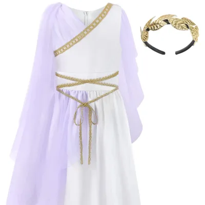 Halloween Party Costume Kids Greek Goddess Costume Girls with Headband
